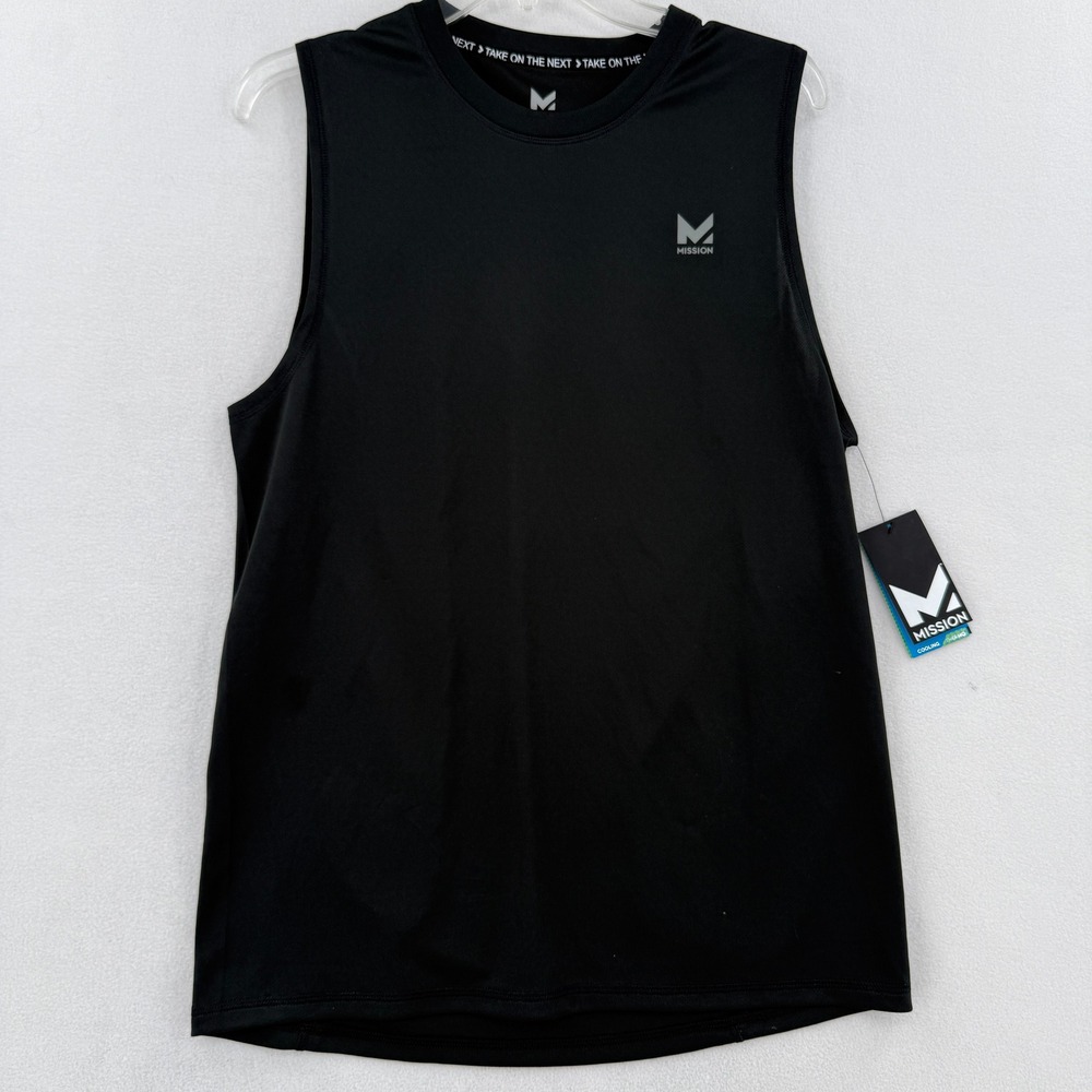 Mission Tank Top Mens Medium Black Sleeveless Shirt Lightweight Cooling